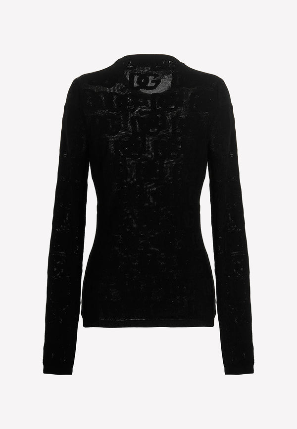 Dolce & Gabbana DG Logo Jacquard Knit Top Black FXI40T JAIL2 N0000