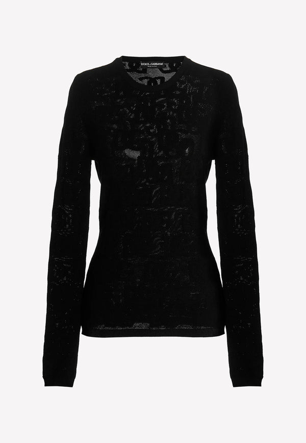 Dolce & Gabbana DG Logo Jacquard Knit Top Black FXI40T JAIL2 N0000