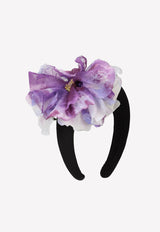 Dolce & Gabbana Silk Headband with Organza Flower Emblem FY347Z GER77 F0291 Purple