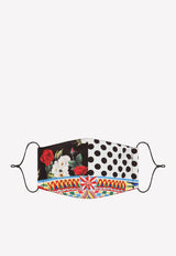 Dolce & Gabbana Patchwork Face Mask in Floral and Leopard Stretch Fabric FY348T GER97 S9333 Multicolor