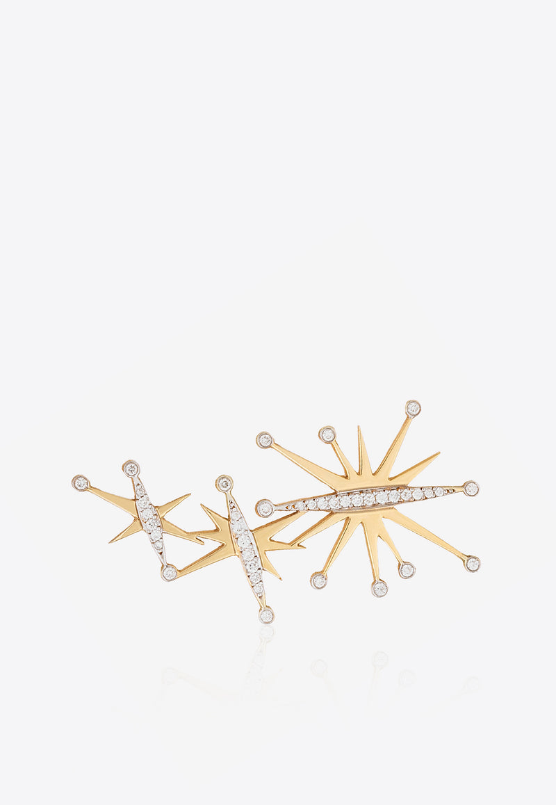 Diamond Splash Collection Single Ear Cuff in 18-karat Yellow Gold and White Diamonds