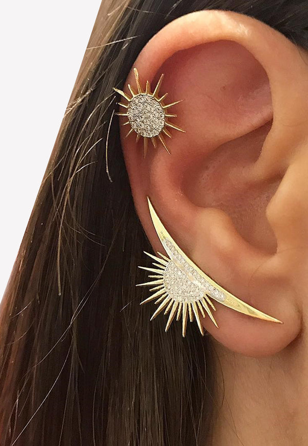 Soleil Collection Ear Cuff in 18-karat Yellow Gold with White Diamonds