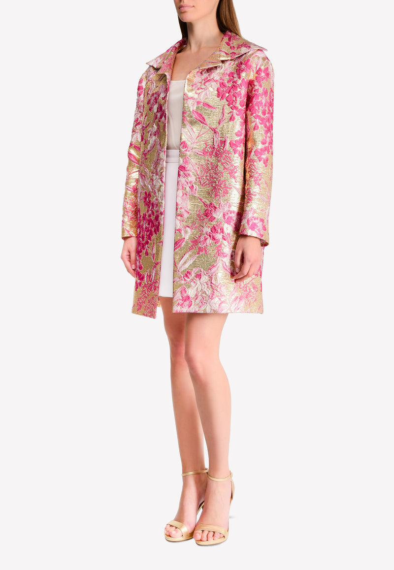 3D Floral Embroidered Cocoon Coat