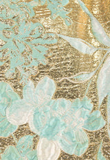 Francesco Scognamilio Green 3D Floral Embroidered Foil Cocoon Coat CP51/56/074