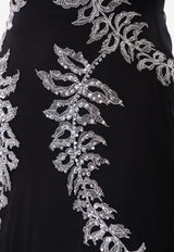 Francesco Scognamilio Black Iced Embellished Chiffon Midi Dress AB67/80/099