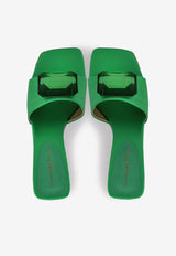 Gianvito Rossi Jaipur 45 Emerald-Cut Gemstone Sandals in Satin G16350 45RIC RASGREE RASO GREEN Green