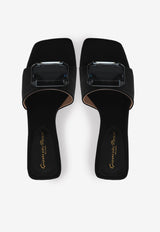 Gianvito Rossi Jaipur 45 Gemstone Sandals in Satin G16350 45RIC RASNERO RASO BLACK Black
