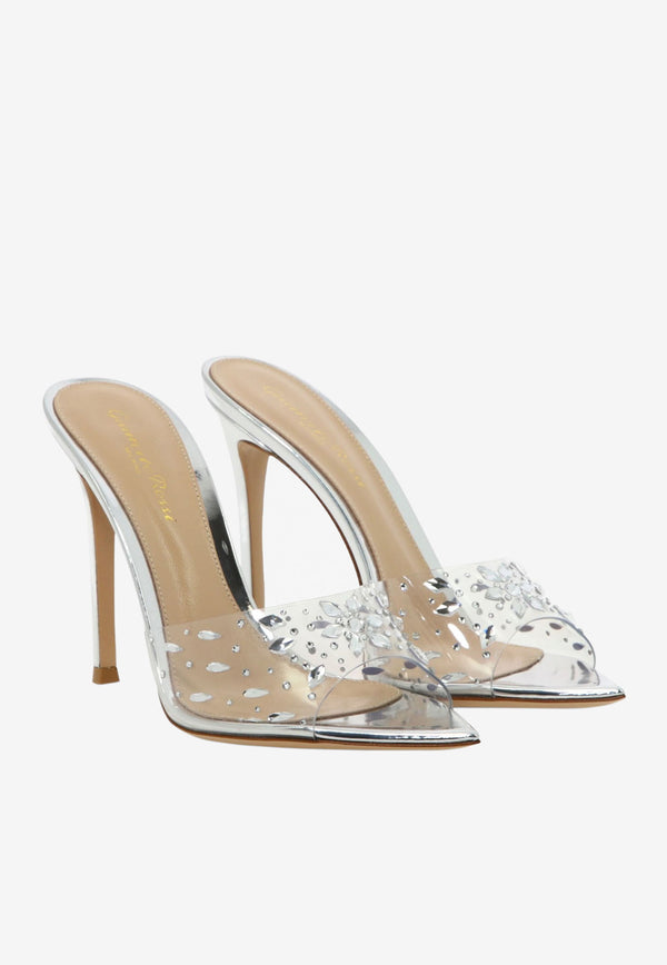 Gianvito Rossi Halley 110 Crystal-Embellished PVC Mules Silver G17670 15RIC GMETRAR METAL TRASP SILVER