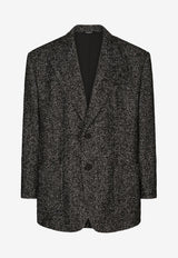 Dolce & Gabbana Oversize Herringbone Wool Blazer Gray G2PQ7T FCMCL S8030