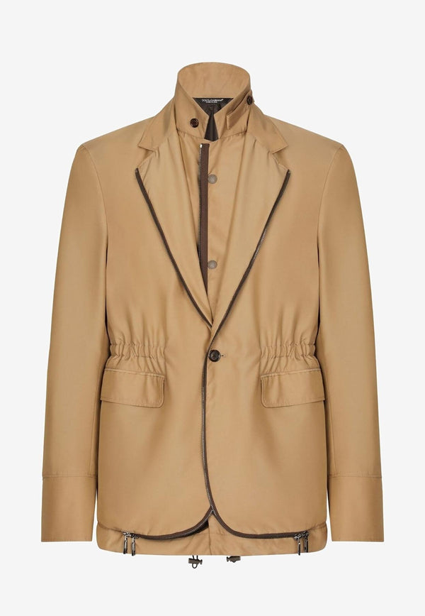 Dolce & Gabbana Single-Breasted Layered Jacket Beige 
