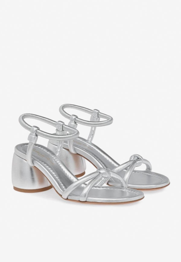 Gianvito Rossi Cassis 60 Leather Sandals Metallic G32296 60RIC NPSARGE LAMB SILK SILVER