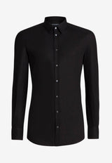 Dolce & Gabbana Black Slim Fit Long-Sleeved Shirt in Stretch Cotton G5EJ0T FUEEE N0000