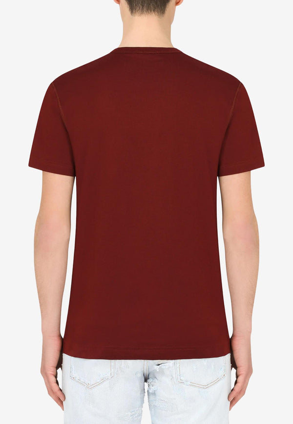 Dolce & Gabbana Logo Plaque Short-Sleeved T-shirt Boredeaux G8KJ9T FU7EQ R0369