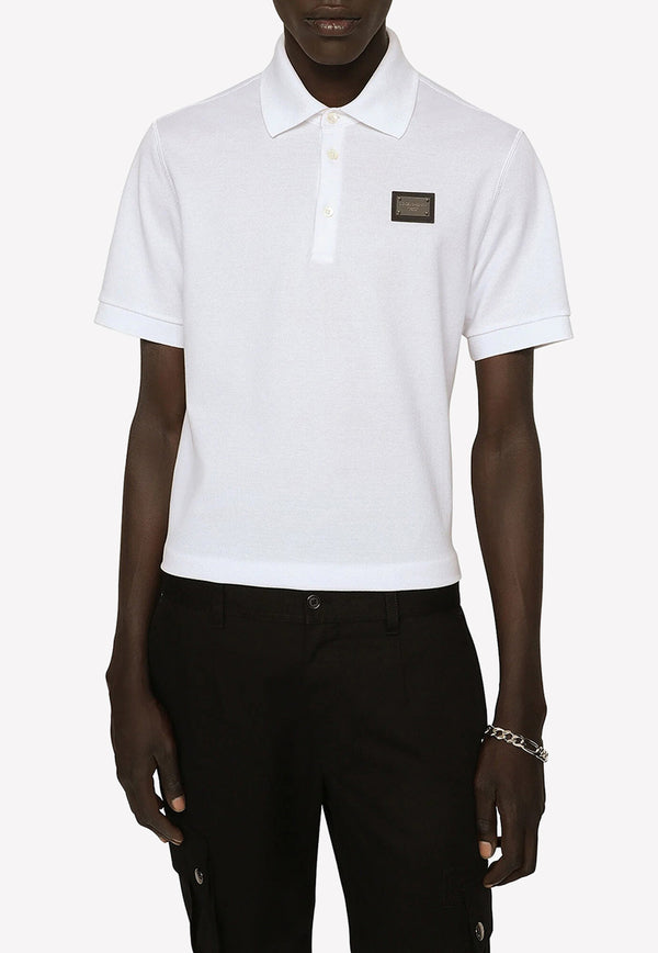 Dolce & Gabbana Logo-Plaque Polo T-shirt White G8PL4T G7F2H W0800