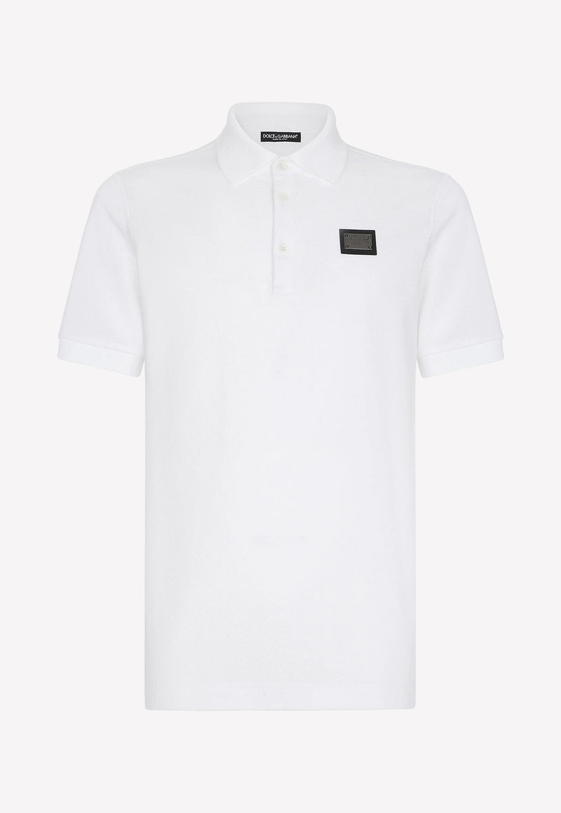 Dolce & Gabbana Logo-Plaque Polo T-shirt White G8PL4T G7F2H W0800