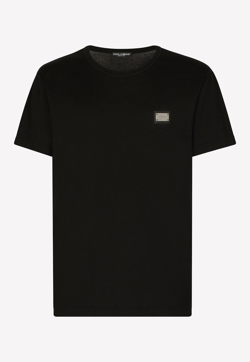 Dolce & Gabbana Logo-Plaque Crewneck T-shirt Black G8PT1T G7F2I N0000