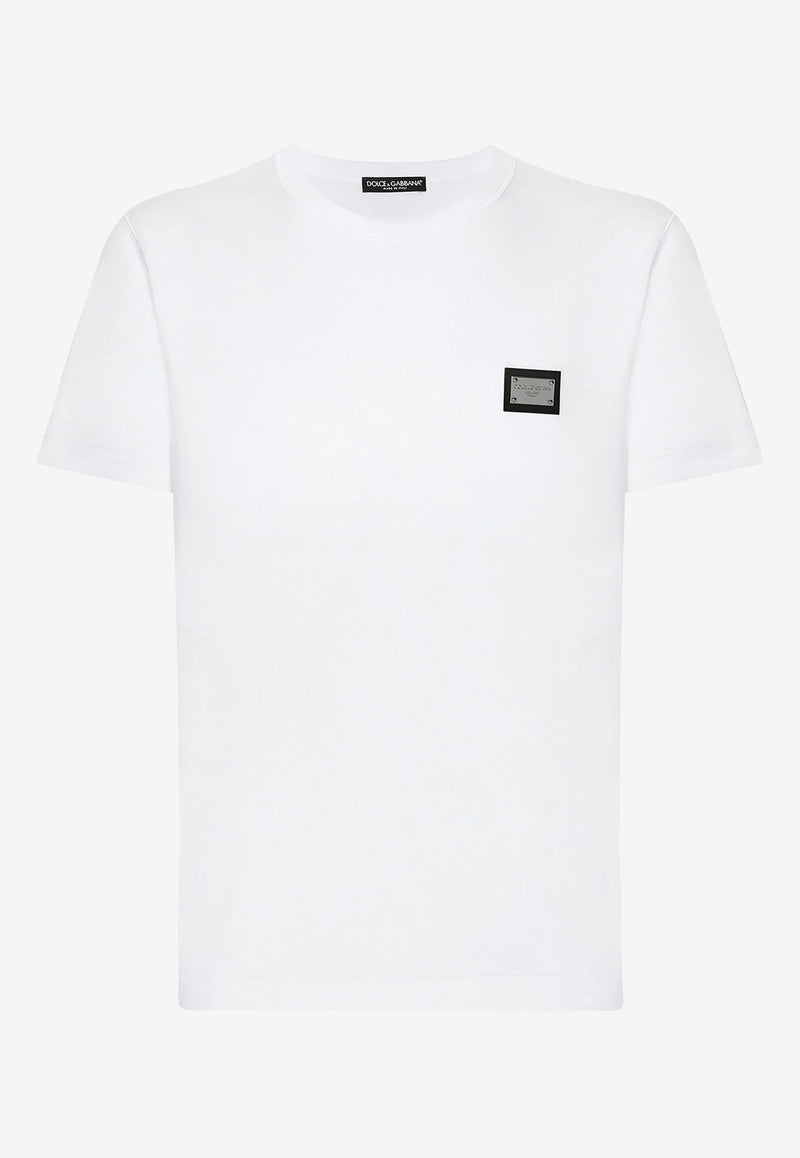 Dolce & Gabbana Logo-Plaque Crewneck T-shirt White G8PT1T G7F2I W0800