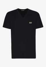 Dolce & Gabbana Logo V-neck T-shirt G8PT2T G7F2I B0665 Navy