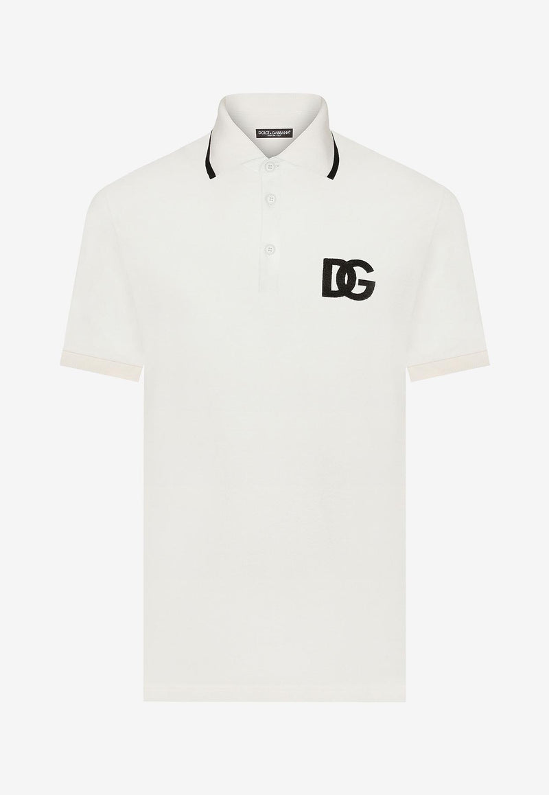 Dolce & Gabbana Logo-Embroidered Polo T-shirt White 