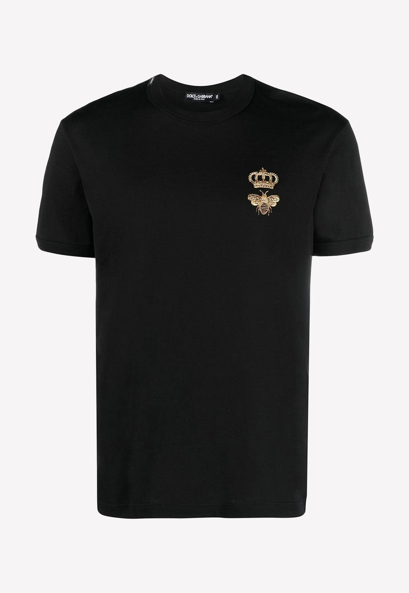 Dolce & Gabbana Logo Embroidered Crewneck T-shirt G8PV1Z G7WUQ N0000 Black