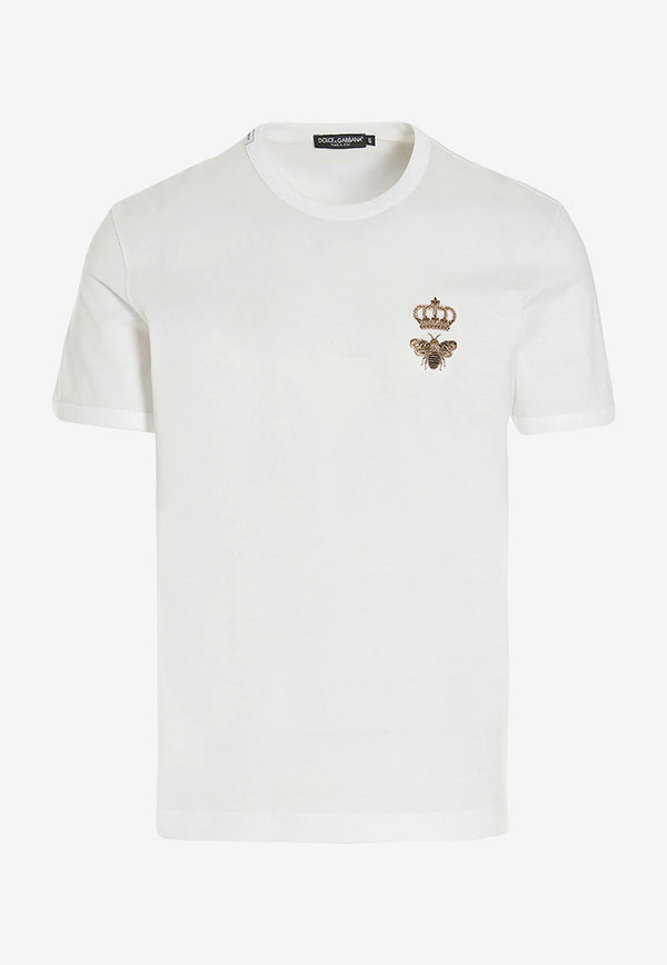 Dolce & Gabbana Logo Embroidered Crewneck T-shirt G8PV1Z G7WUQ W0800 White