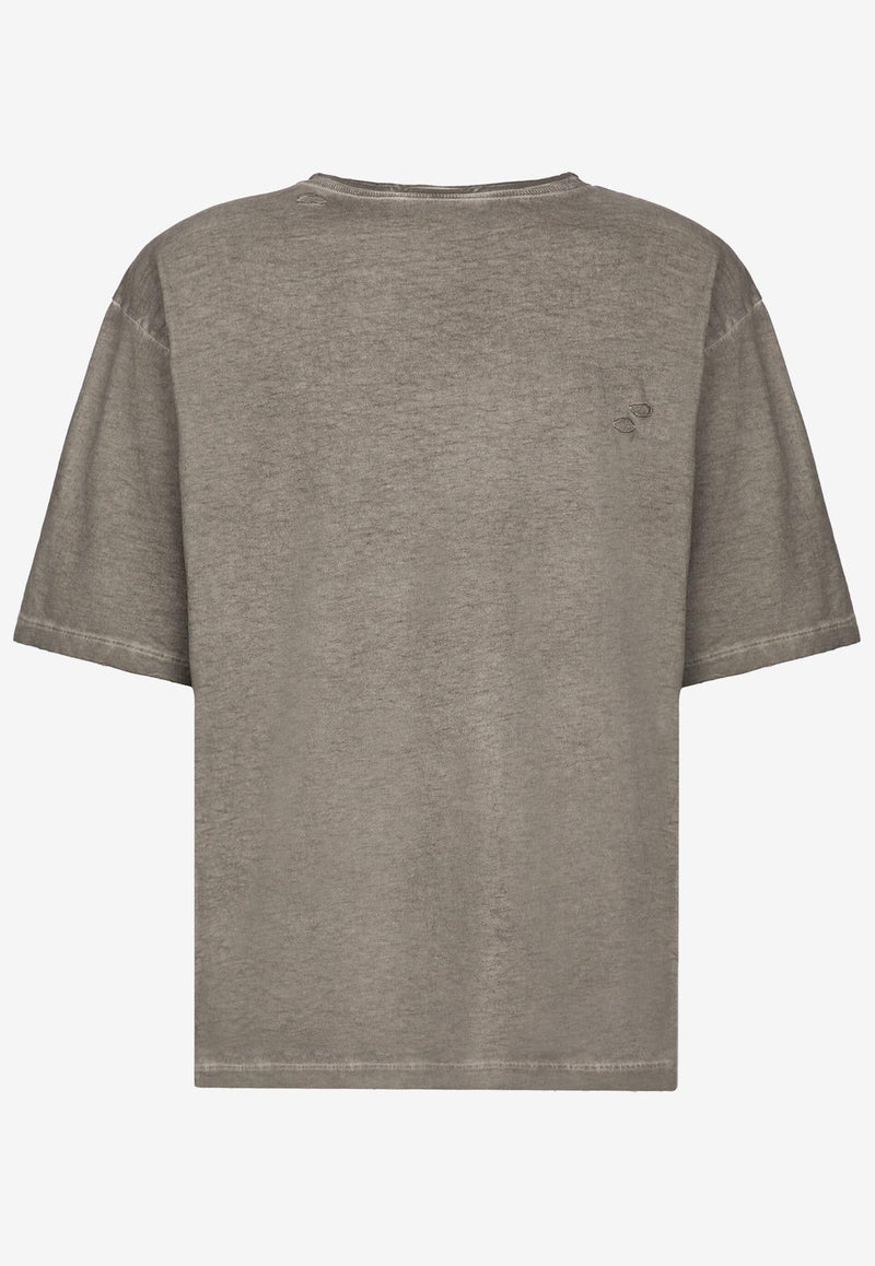 Dolce & Gabbana Distressed Washed-Out Logo T-shirt Gray G8QK7T HU7MA S9000