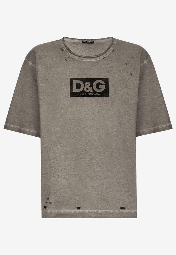 Dolce & Gabbana Distressed Washed-Out Logo T-shirt Gray G8QK7T HU7MA S9000