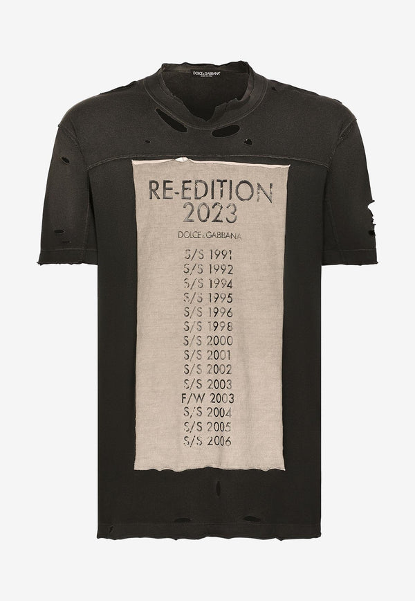 Dolce & Gabbana Re-Edition' Print Short-Sleeved T-shirt Gray G8QL2T G7I3N S9000