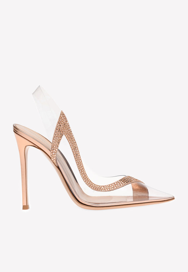 Gianvito Rossi Hortensia 105 Crystal Embellished Pumps Rose Gold G95396 15RIC PCGTRPH