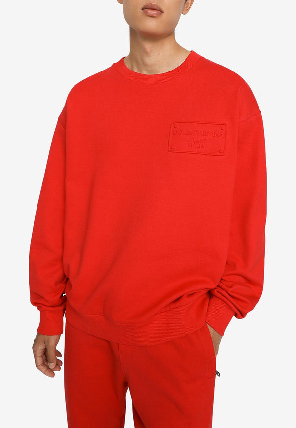 Dolce & Gabbana Logo-Embroidered Pullover Sweatshirt Red G9ACEZ FU7DU R0156