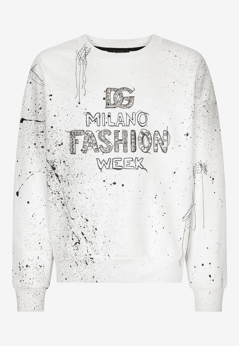 Dolce & Gabbana Jacquard Hooded Sweatshirt with Logo Monogram White G9XY0Z FU7DU S9000