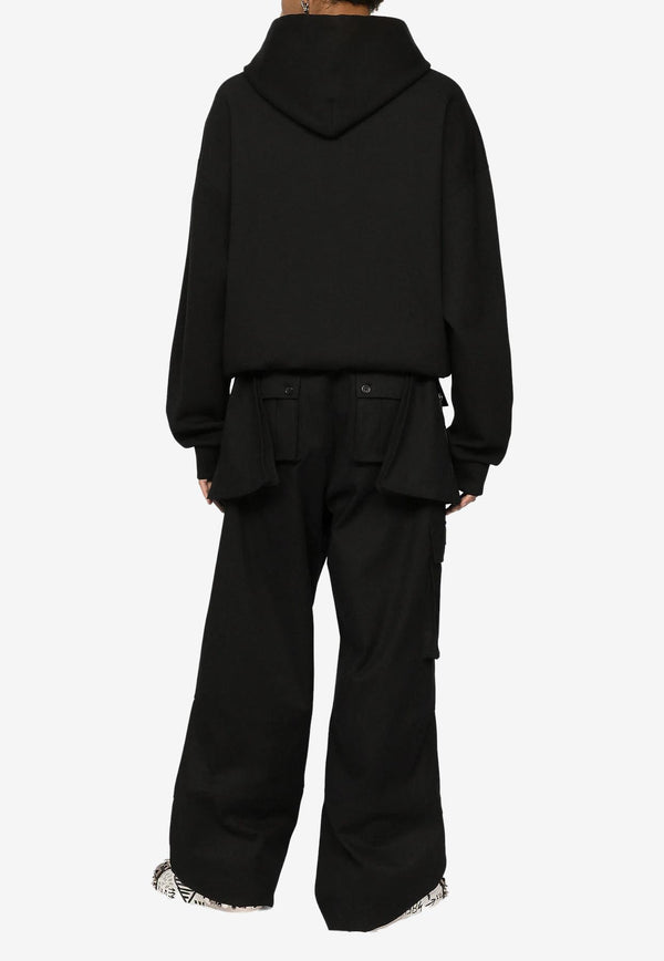 Dolce & Gabbana Jacquard Hooded Sweatshirt with Logo Monogram Black G9XY8Z HU7H9 N0000