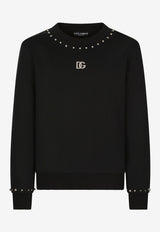 Dolce & Gabbana Logo Bouclé Hooded Sweatshirt Black G9YH6Z FU7DU N0000