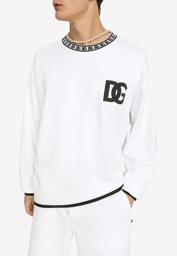 Dolce & Gabbana DG Logo Embroidered Sweatshirt G9ZK9Z FU7DU W0800 White