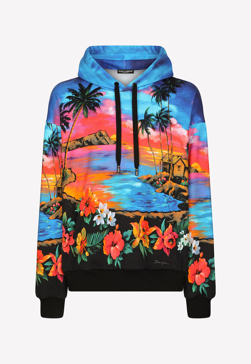 Dolce & Gabbana Hawaiian Print Hooded Sweatshirt G9ZU0T HI7QA HH4JL Multicolor