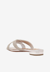 Aquazzura Gatsby Crystal Embellished Flat Sandals Silver GASFLAS0-NPLCCC SILVER