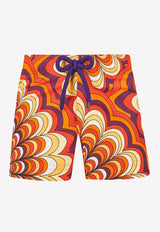 Vilebrequin Girls 1975 Rosaces Printed Nylon Swim Shorts Orange GAYU1B75-195