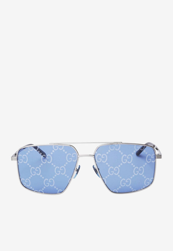 Gucci Aviator Metal Sunglasses Blue GG0941SSILVER