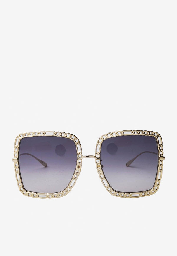 Gucci Oversized Square Chain Sunglasses Gray GG1033SGOLD