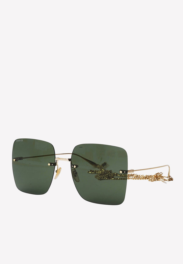 Gucci Rimless Butterfly Sunglasses GG1147S-002BLACK MULTI Green