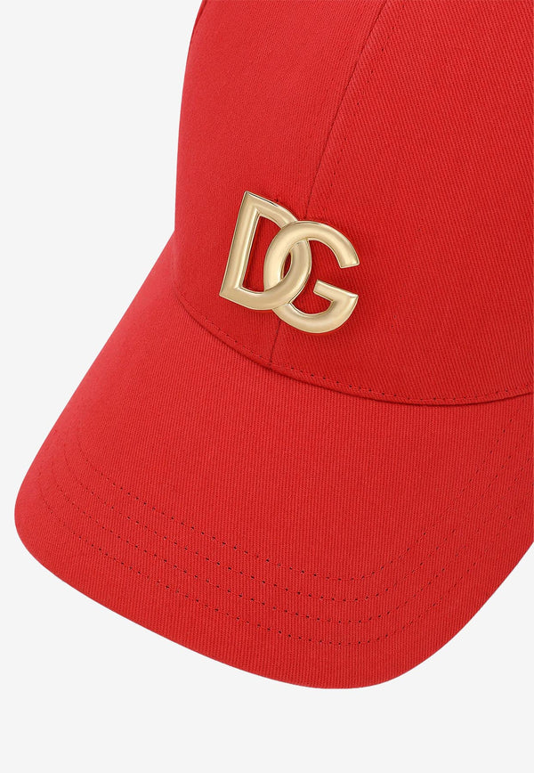 Dolce & Gabbana Brocade Baseball Cap with DG Embroidery Red GH590A GF091 R0013