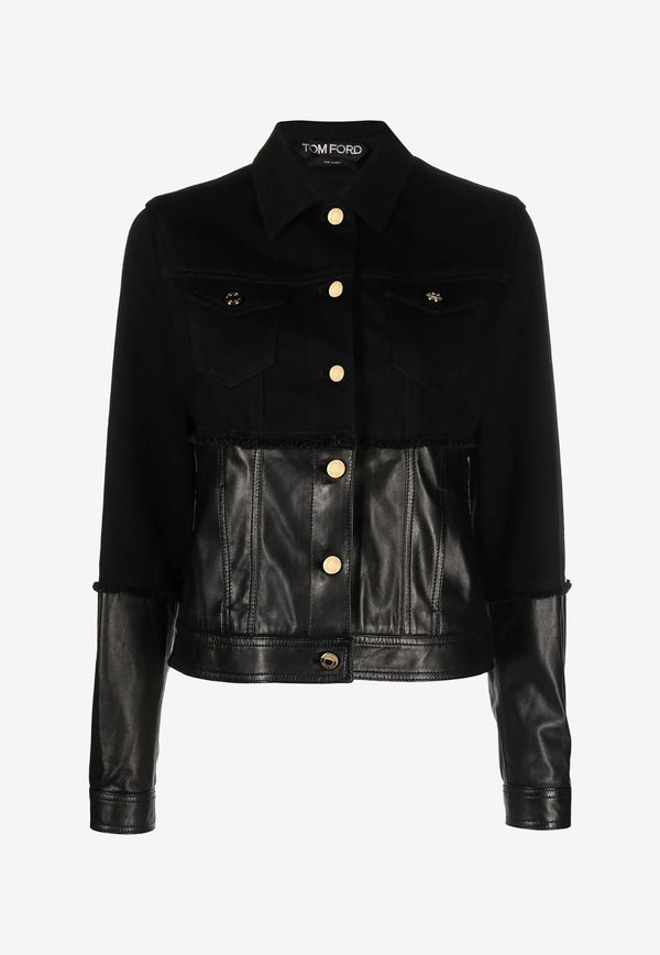 Tom Ford Denim and Leather Jacket GID078-DEL005 LB999 Black