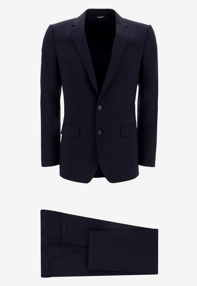 Dolce & Gabbana Single-Breasted Fleece Wool Suit Set Dark blue GK0EMT GEO66 B0665