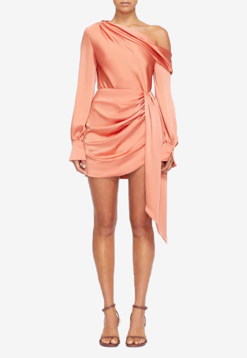 Jonathan Simkhai Alice One-Shoulder Satin Top Coral