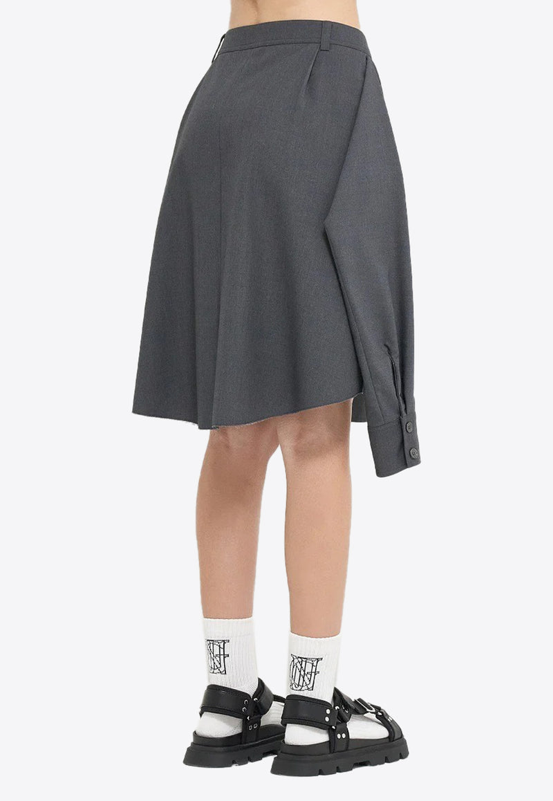 Goen J Asymmetric Mini Skirt with Layered Shirt Gray