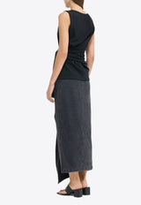 Goen J Asymmetric Midi Denim Skirt Black