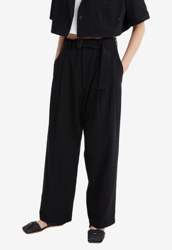 Rito Structure Straight-Leg Pants with Belt Black