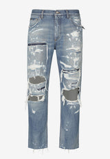 Dolce & Gabbana Distressed Straight-Leg Jeans Blue GV1TAD G8HG7 S9001