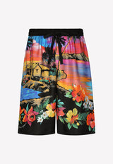 Dolce & Gabbana Hawaiian Print Silk Shorts GV37AT HI1IG HH4JL Multicolor