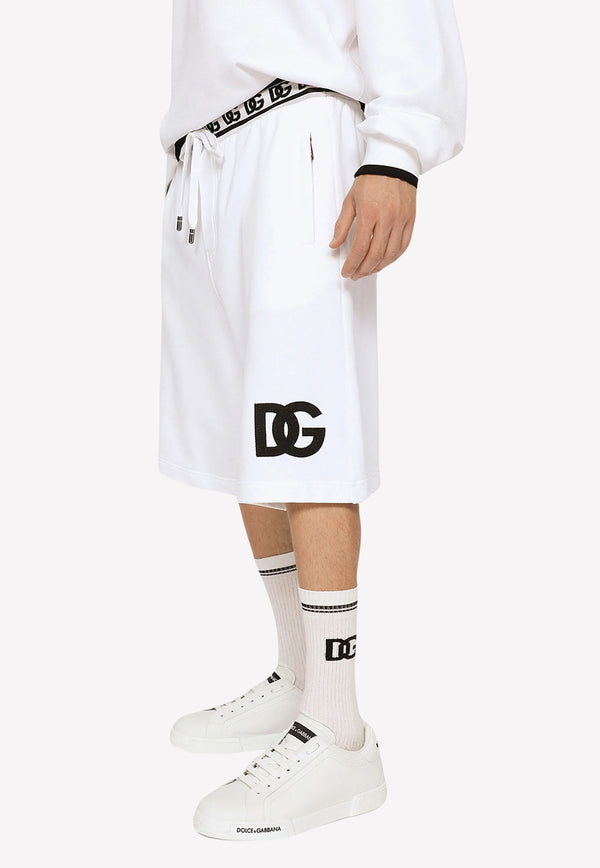 Dolce & Gabbana DG Logo Embroidery Track Shorts GVUBHZ FU7DU W0800 White